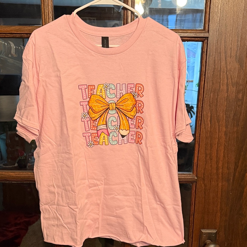 Gildan Pink Teacher Graphic Tee